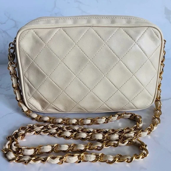 Chanel Cream Quilted Leather Crossbody Bag - Picture 6 of 12